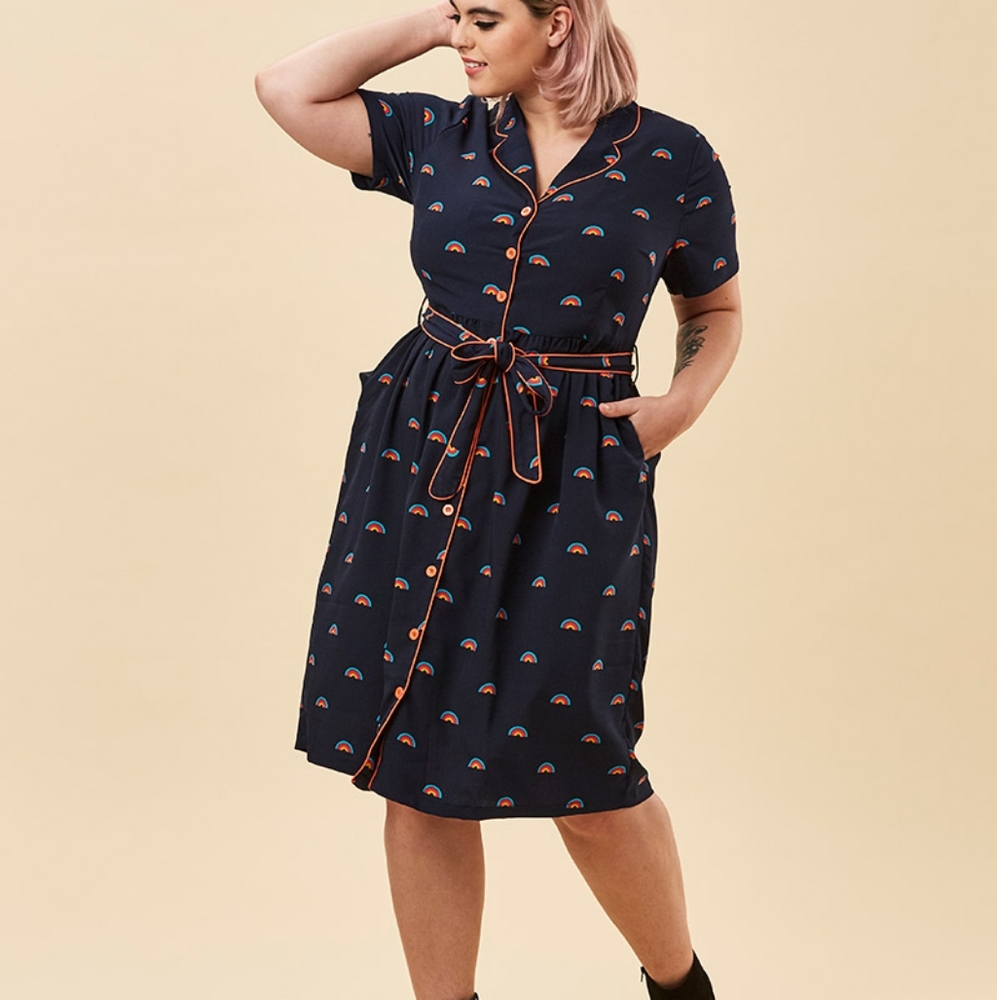 Joanie navy rainbow dress, size 6